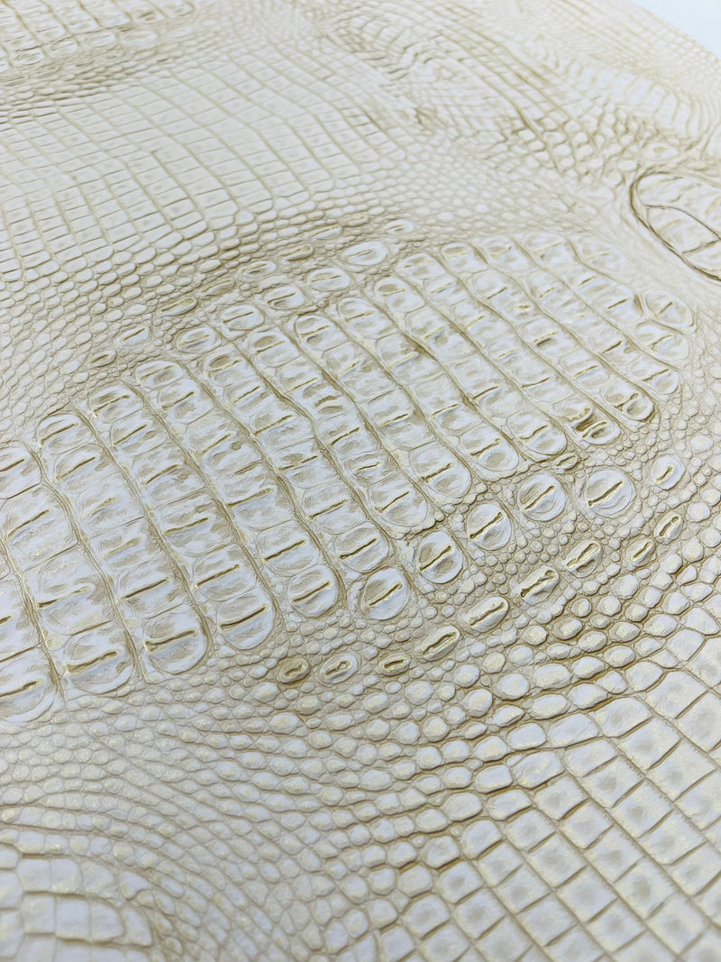 Two Tone Metallic Gator Fake Leather Upholstery, 3-D Crocodile Skin Texture Faux Leather PVC Vinyl/54" Wides