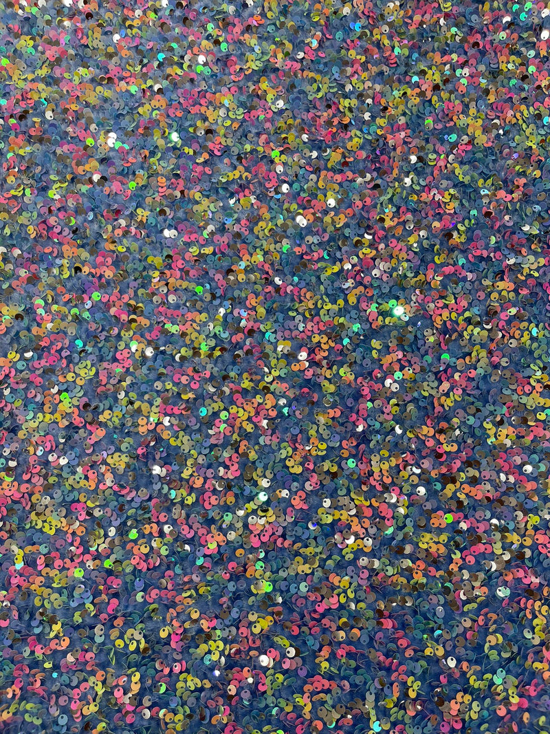 Multi Color Confetti All Over Shiny Sequins Stretch Velvet, Sold by The Yard.