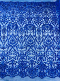 KING DAMASK SEQUIN STRETCH MESH FABRIC (By The Yard)