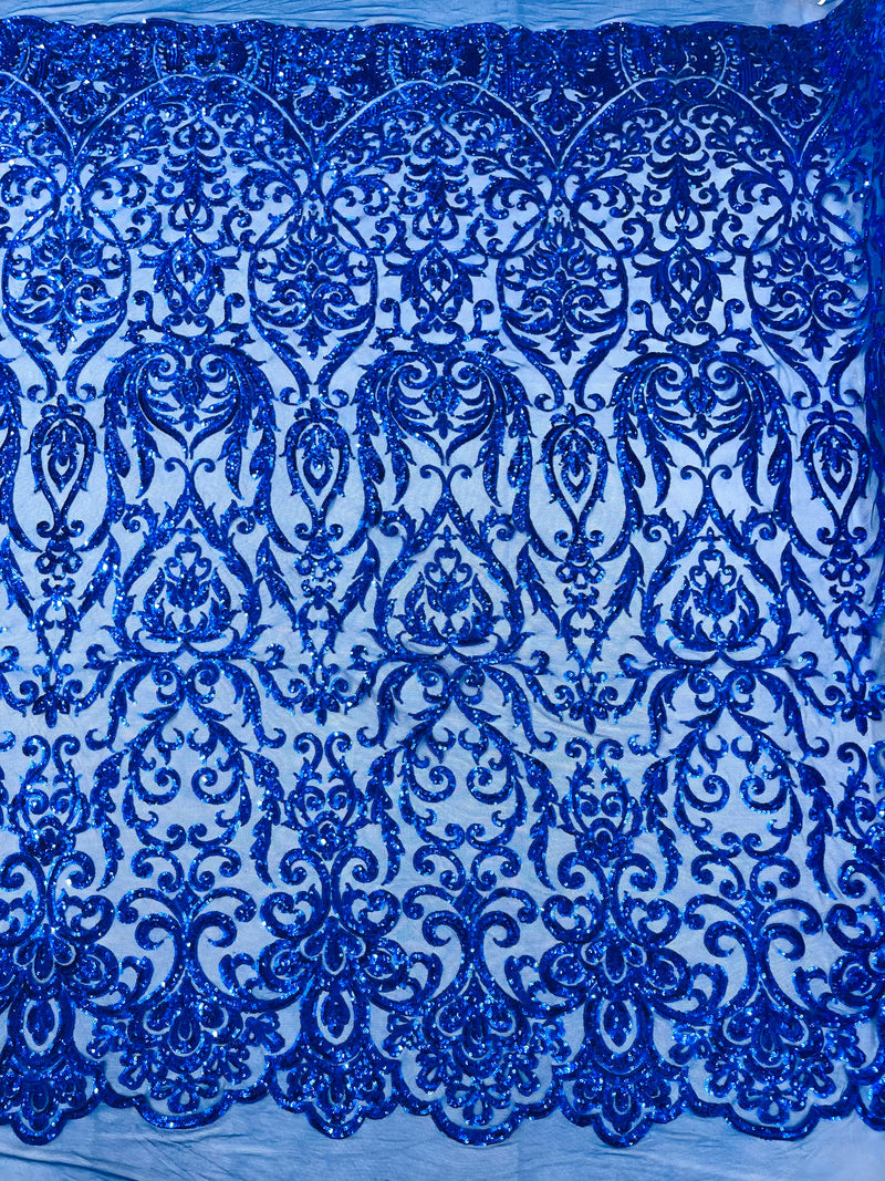 KING DAMASK SEQUIN STRETCH MESH FABRIC (By The Yard)