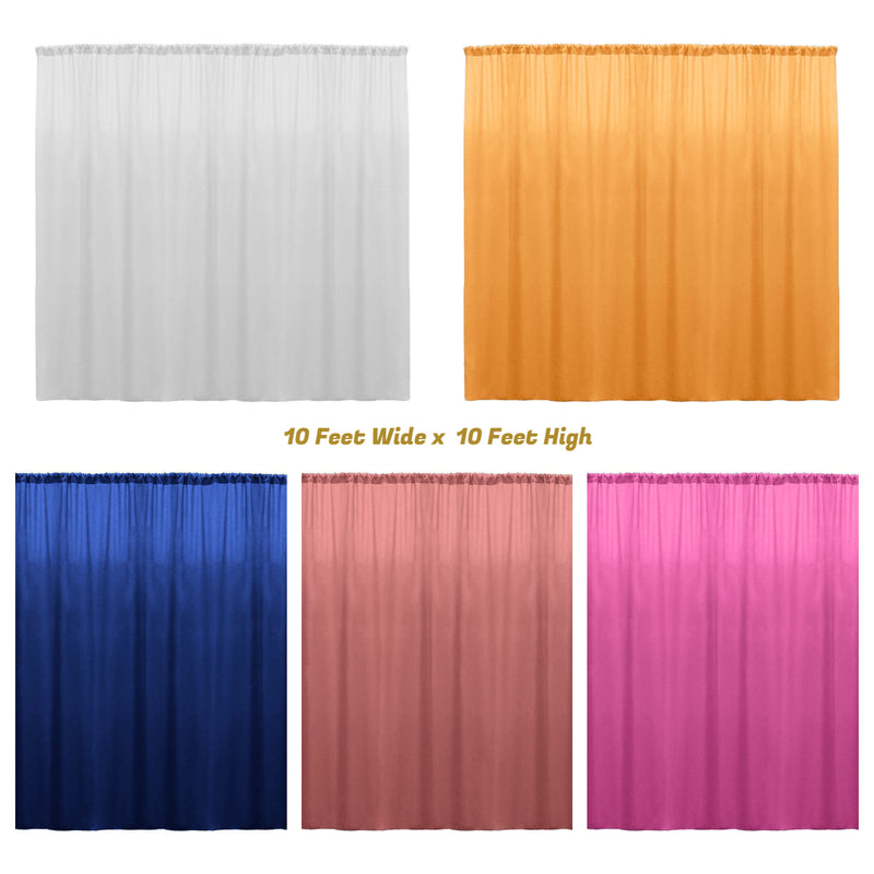 Backdrop Drape Curtain 10 Feet Wide x 10 Feet High, Polyester Poplin SEAMLESS 1 Panel.