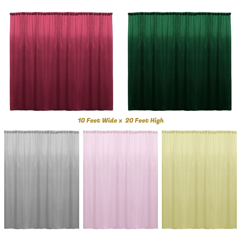 Backdrop Drape Curtain 10 Feet Wide x 20 Feet High, Polyester Poplin SEAMLESS 1 Panel.