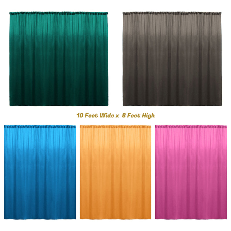 Backdrop Drape Curtain 10 Feet Wide x 8 Feet High, Polyester Poplin SEAMLESS 1 Panel.