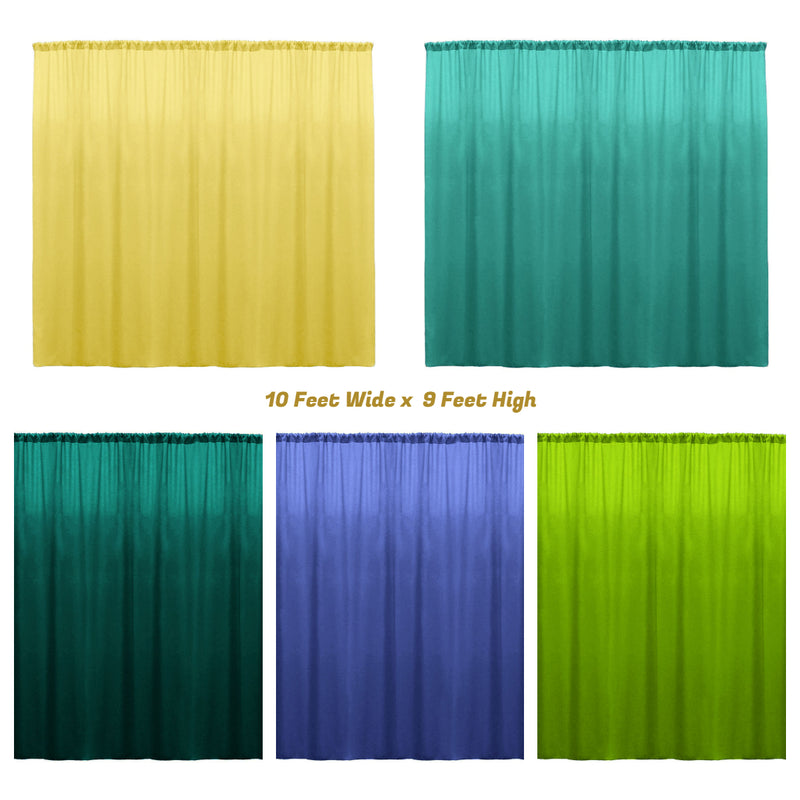 Backdrop Drape Curtain 10 Feet Wide x 9 Feet High, Polyester Poplin SEAMLESS 1 Panel.