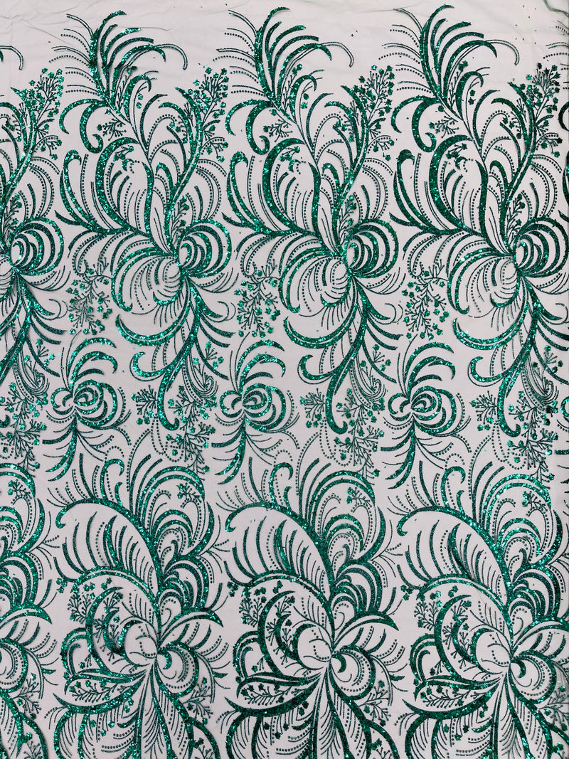 Vine Glitter Design On A Mesh Lace Fabric/Prom