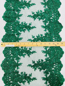 14"Wide Sequins Metallic Embroidered Lace on Mesh Fabric, Trim Lace, Table Runner. Sold By The Yard. - New Creations Fabric & Foam Inc