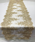 14"Wide Sequins Metallic Embroidered Lace on Mesh Fabric, Trim Lace, Table Runner. Sold By The Yard. - New Creations Fabric & Foam Inc