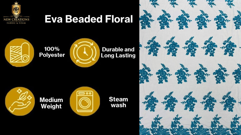 Eva Luxury Beaded Floral Lace, by The Yard.