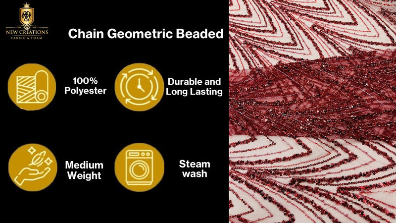 Luxury Chain Geometric Beaded Lace, by The Yard.