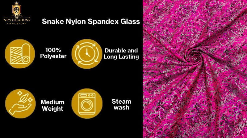 Snake Design Shattered Glass Nylon Spandex Fabric, 4-Way Stretch, by The Yard.