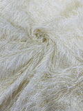 Shaggy Jacquard Faux Ostrich/Eye Lash Feathers Fringe With Metallic Thread By The Yard