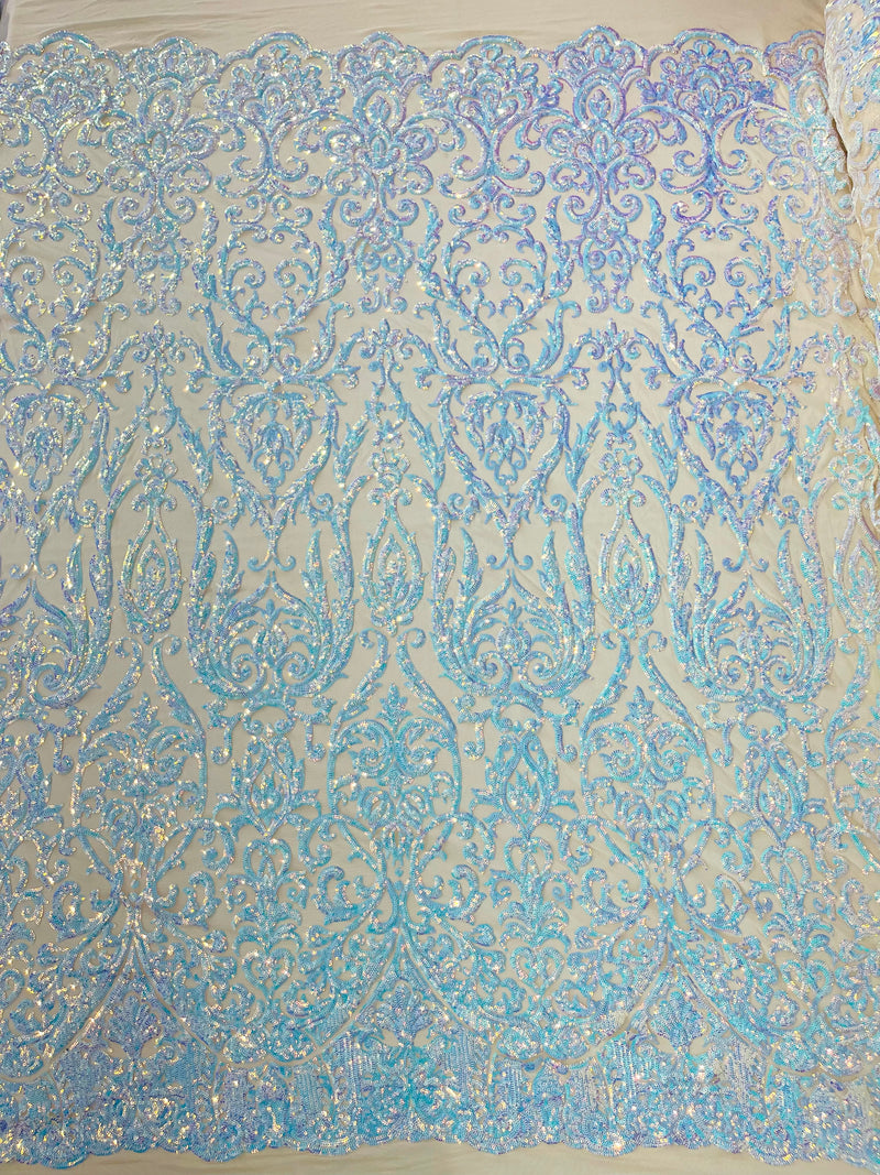 KING DAMASK SEQUIN STRETCH MESH FABRIC (By The Yard)