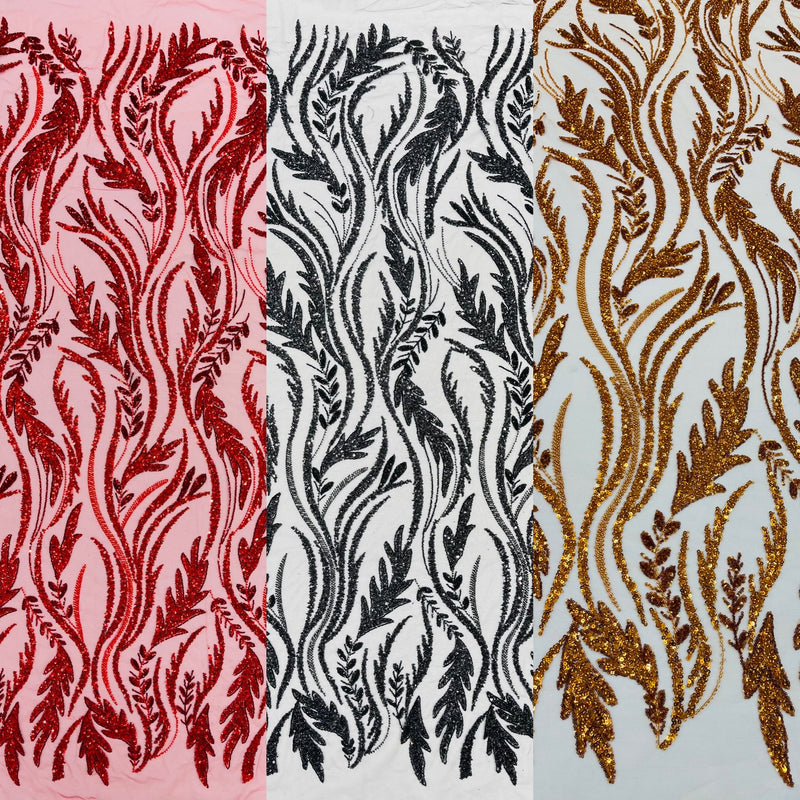 Luxury Festival Beaded Vine Lace Fabric, by The Yard.