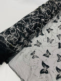 3D Beaded Butterfly Embroidered On A Mesh Fabric| New Creations Fabric & Foam Inc. - New Creations Fabric & Foam Inc