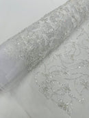 3D Beaded Butterfly Embroidered On A Mesh Fabric| New Creations Fabric & Foam Inc. - New Creations Fabric & Foam Inc