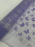 3D Beaded Butterfly Embroidered On A Mesh Fabric| New Creations Fabric & Foam Inc. - New Creations Fabric & Foam Inc