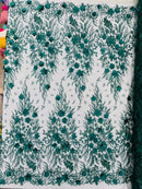 3D Floral Big Glitter Damask Design On A Mesh Lace 54" Wide| New Creations Fabric & Foam Inc. - New Creations Fabric & Foam Inc