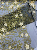 3D Floral Big Glitter Damask Design On A Mesh Lace 54" Wide| New Creations Fabric & Foam Inc. - New Creations Fabric & Foam Inc