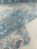 3D Floral Big Glitter Damask Design On A Mesh Lace 54" Wide| New Creations Fabric & Foam Inc. - New Creations Fabric & Foam Inc