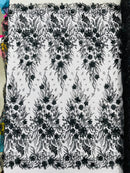 3D Floral Big Glitter Damask Design On A Mesh Lace 54" Wide| New Creations Fabric & Foam Inc. - New Creations Fabric & Foam Inc