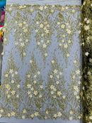 3D Floral Big Glitter Damask Design On A Mesh Lace 54" Wide| New Creations Fabric & Foam Inc. - New Creations Fabric & Foam Inc