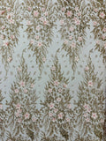 3D Floral Big Glitter Damask Design On A Mesh Lace 54" Wide| New Creations Fabric & Foam Inc. - New Creations Fabric & Foam Inc