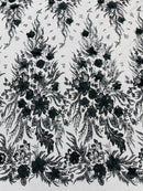 3D Floral Big Glitter Damask Design On A Mesh Lace 54" Wide| New Creations Fabric & Foam Inc. - New Creations Fabric & Foam Inc