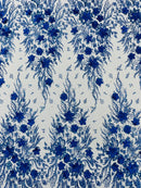 3D Floral Big Glitter Damask Design On A Mesh Lace 54" Wide| New Creations Fabric & Foam Inc. - New Creations Fabric & Foam Inc