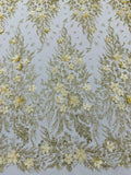 3D Floral Big Glitter Damask Design On A Mesh Lace 54" Wide| New Creations Fabric & Foam Inc. - New Creations Fabric & Foam Inc