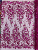 3D Floral Big Glitter Damask Design On A Mesh Lace 54" Wide| New Creations Fabric & Foam Inc. - New Creations Fabric & Foam Inc