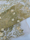 3D Floral Big Glitter Damask Design On A Mesh Lace 54" Wide| New Creations Fabric & Foam Inc. - New Creations Fabric & Foam Inc