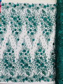 3D Floral Big Glitter Damask Design On A Mesh Lace 54" Wide| New Creations Fabric & Foam Inc. - New Creations Fabric & Foam Inc