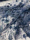 3D Floral Big Glitter Damask Design On A Mesh Lace 54" Wide| New Creations Fabric & Foam Inc. - New Creations Fabric & Foam Inc