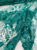 3D Floral Big Glitter Damask Design On A Mesh Lace 54" Wide| New Creations Fabric & Foam Inc. - New Creations Fabric & Foam Inc