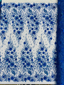 3D Floral Big Glitter Damask Design On A Mesh Lace 54" Wide| New Creations Fabric & Foam Inc. - New Creations Fabric & Foam Inc