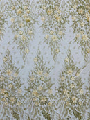 3D Floral Big Glitter Damask Design On A Mesh Lace 54" Wide| New Creations Fabric & Foam Inc. - New Creations Fabric & Foam Inc