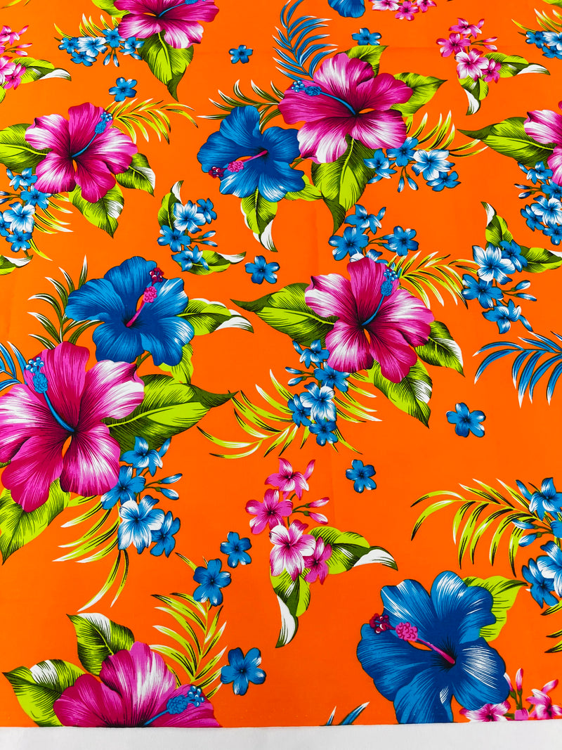 Multi Color Hawaiian Hibiscus  Floral Fabric/ 100% Cotton/45" Wide (by the yard)