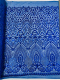 DIAMOND GEOMETRIC SEQUIN ON A STRETCH MESH FABRIC ( By The Yard)