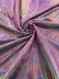 OIL SLICK IRIDESCENT FOGGY FOIL STRETCH VELVET FABRIC (By The Yard