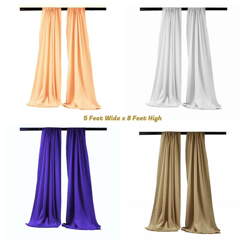 Backdrop Drape Curtain 5 Feet Wide x 8 Feet High, Polyester Poplin SEAMLESS 1 SETS.