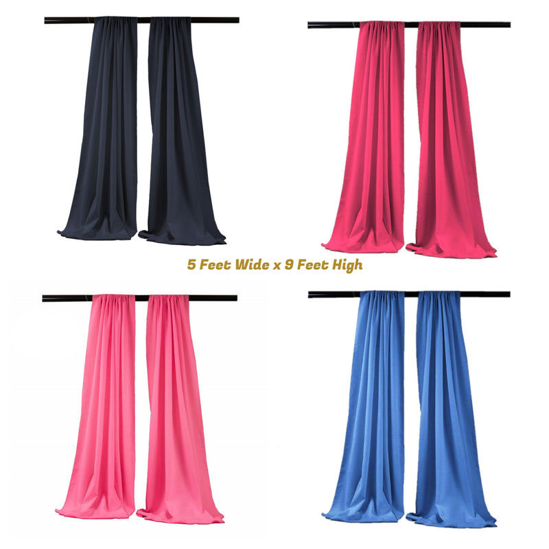 Backdrop Drape Curtain 5 Feet Wide x 9 Feet High, Polyester Poplin SEAMLESS 1 SETS.