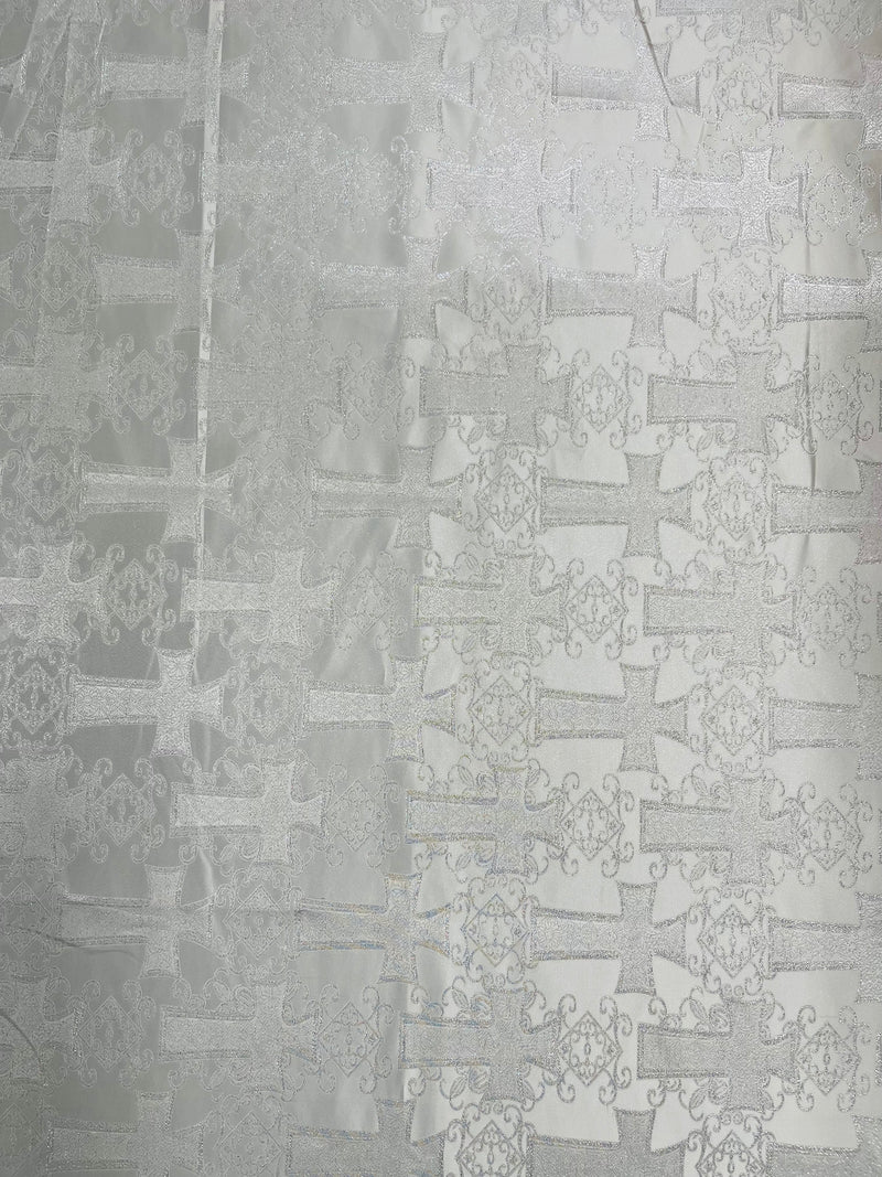 METALLIC BIG CROSS JACQUARD SATIN FABRIC (by the yard)
