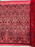 DIAMOND GEOMETRIC SEQUIN ON A STRETCH MESH FABRIC ( By The Yard)