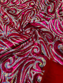 Foil flame spandex | New Creation Fabric & Foam