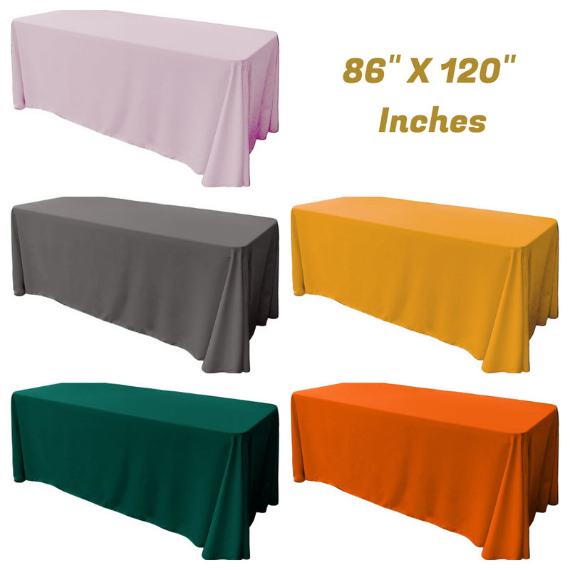 86" X 120" Rectangular Seamless Polyester Poplin Tablecloth, for Party/Wedding Tablecloth