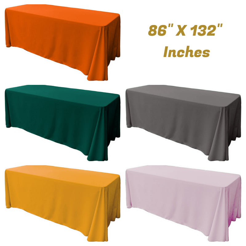 86" X 132" Rectangular Seamless Polyester Poplin Tablecloth, for Party/Wedding Tablecloth