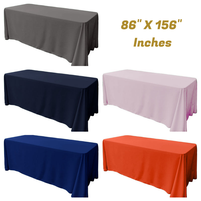 86" X 156" Rectangular Seamless Polyester Poplin Tablecloth, for Party/Wedding Tablecloth