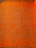 KING DAMASK SEQUIN STRETCH MESH FABRIC (By The Yard)