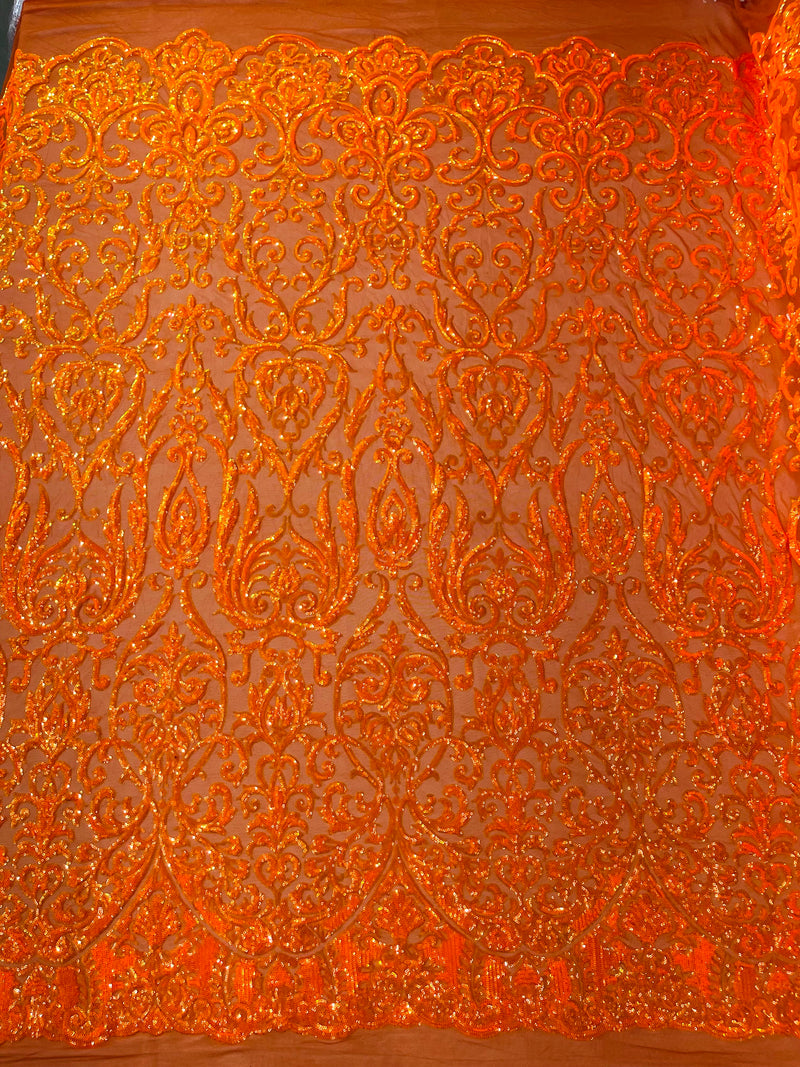 KING DAMASK SEQUIN STRETCH MESH FABRIC (By The Yard)