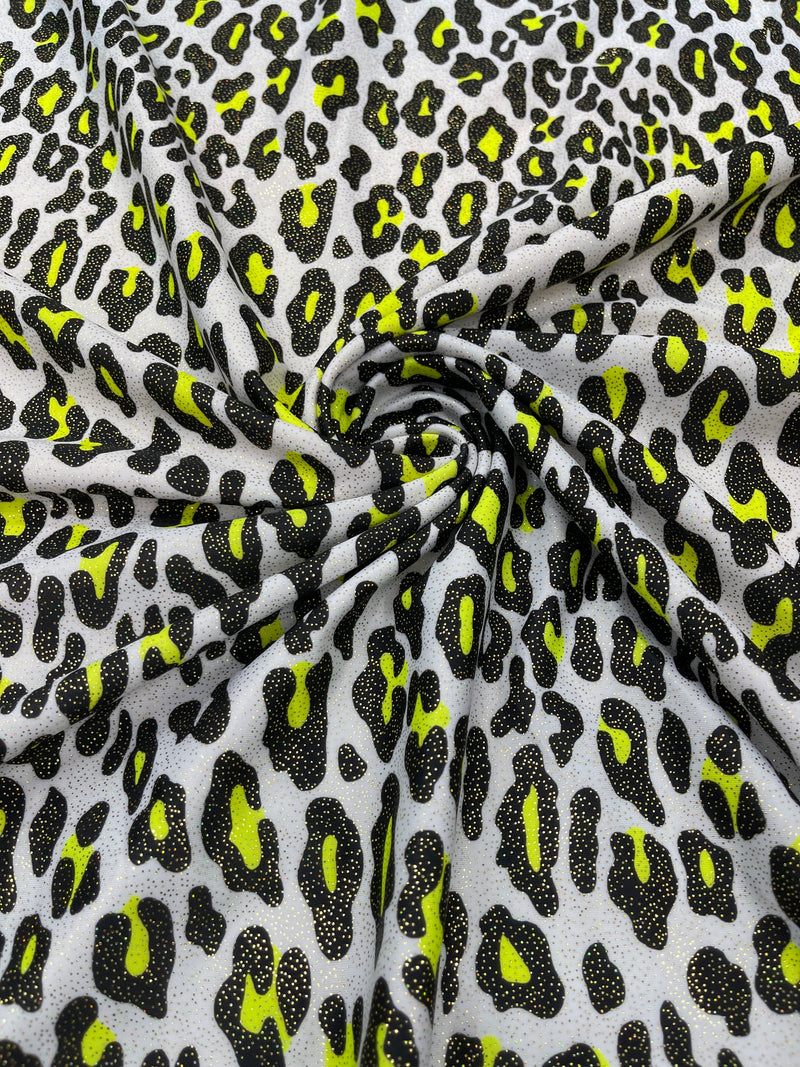 LEOPARD PRINT WITH FOIL STRETCH SPANDEX FABRIC (by the yard)